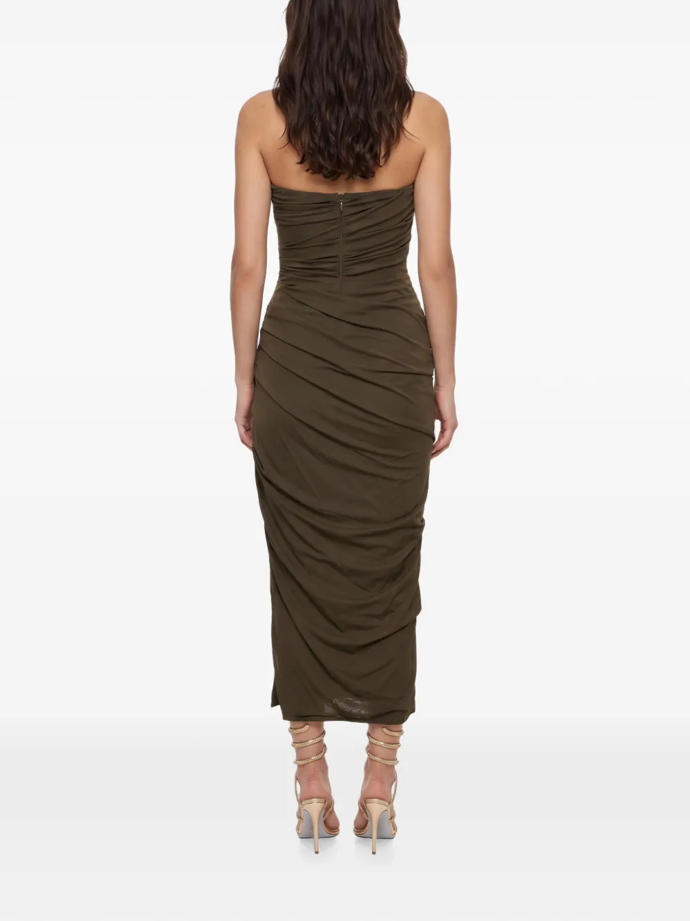 Alex Perry Midi-jurk met ruches Groen