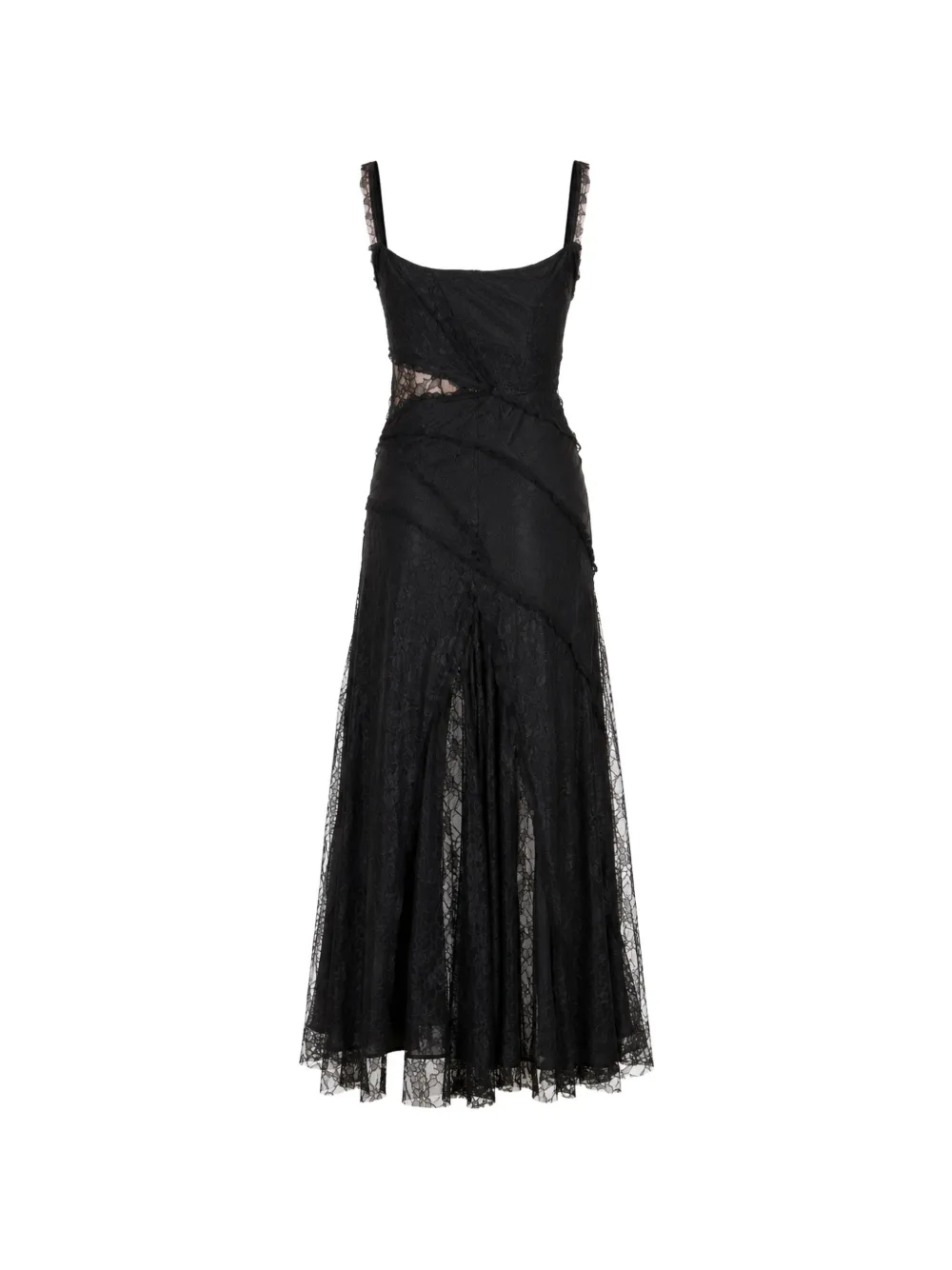 Blumarine Maxi-jurk met patchwork en kant Zwart