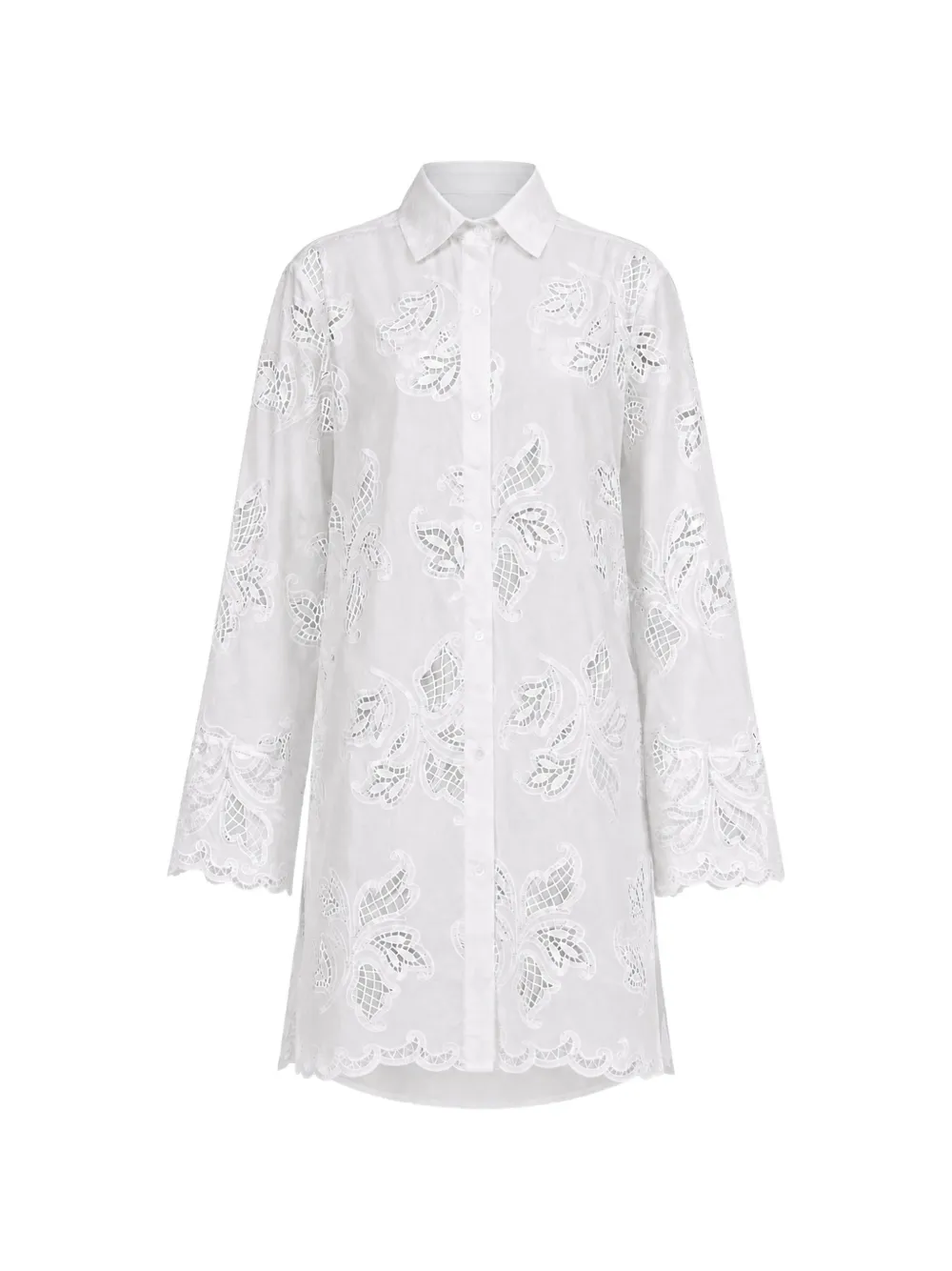 CISSA broderie-anglaise shirt dress - Weiß