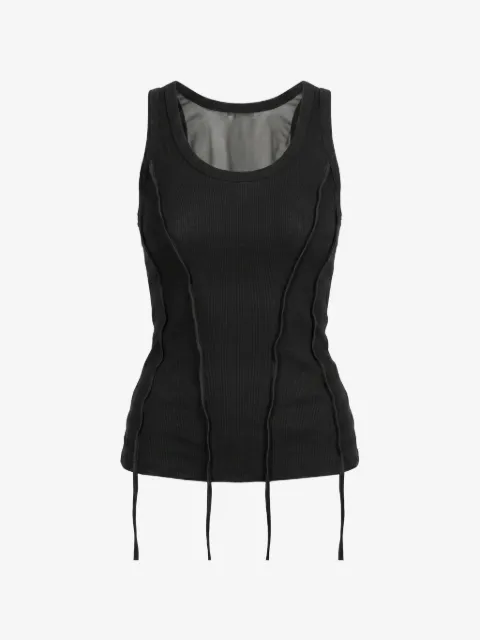 Masnada strap-detail fine-ribbed tank top