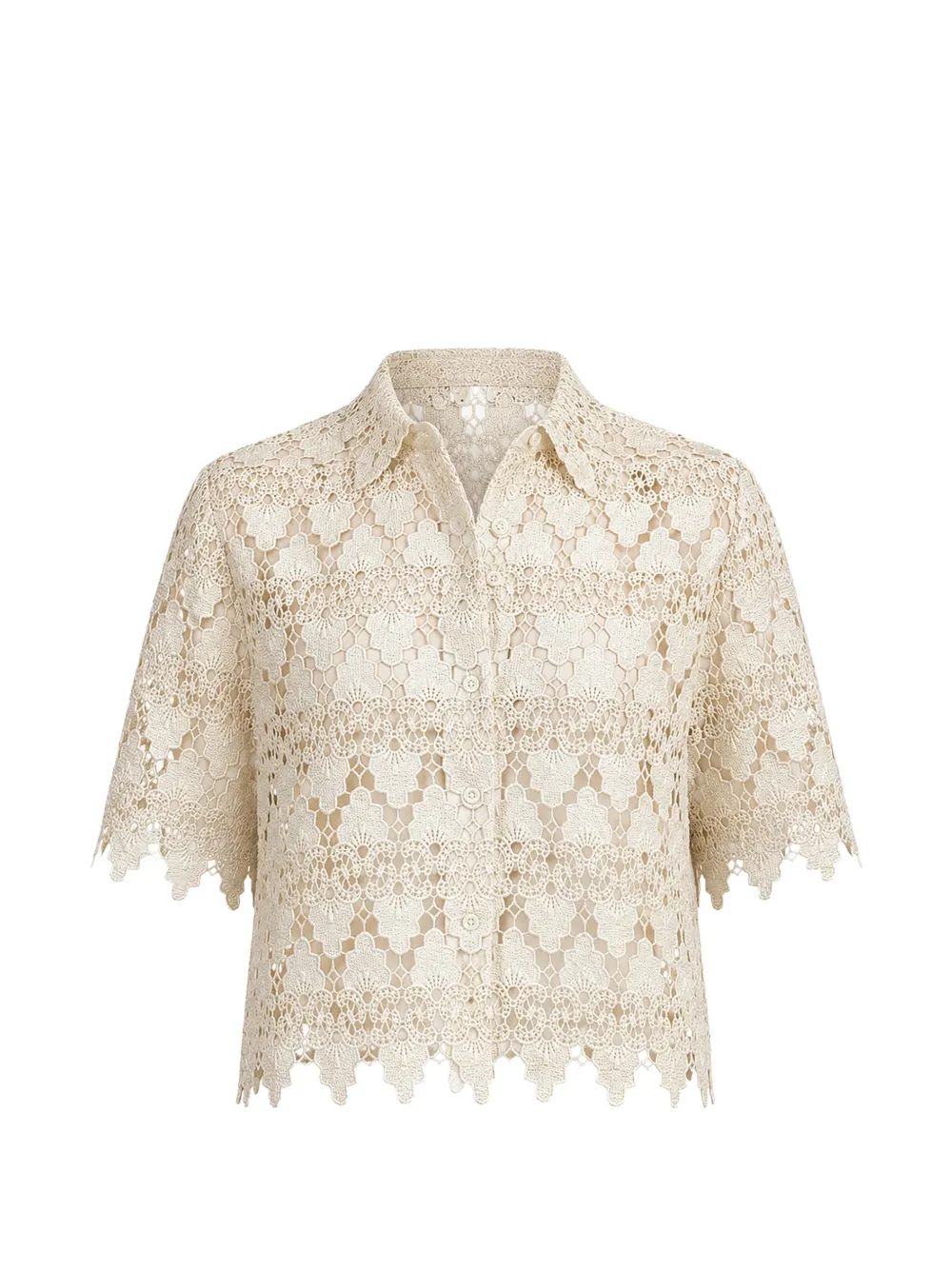 FRAME button-up guipure-lace shirt - Nude