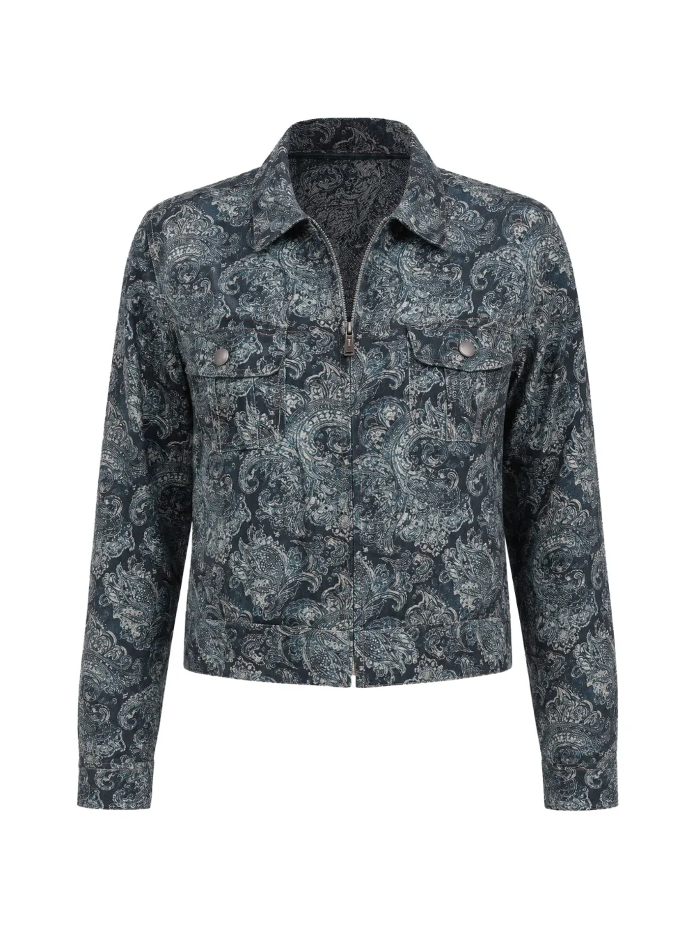 R13 paisley-pattern cropped shirt jacket · L