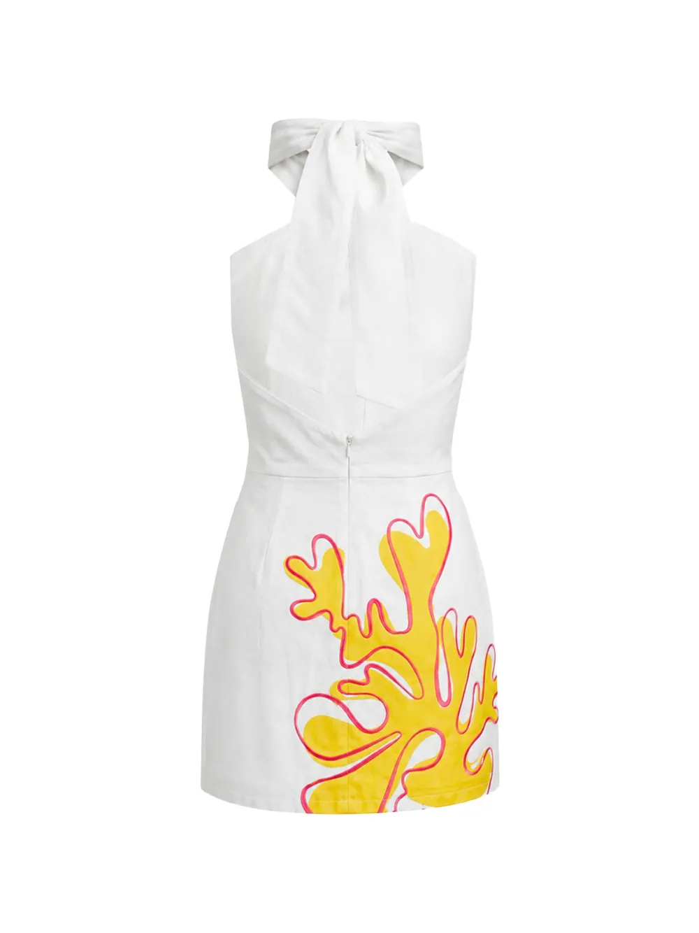 Cala de la Cruz Veneta mini-jurk met koraalprint Wit