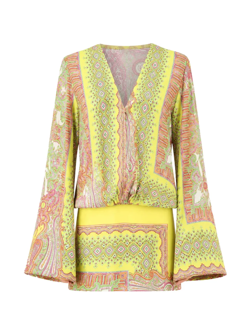 Alexis Marais Mini Paisley-print Dress In 黄色
