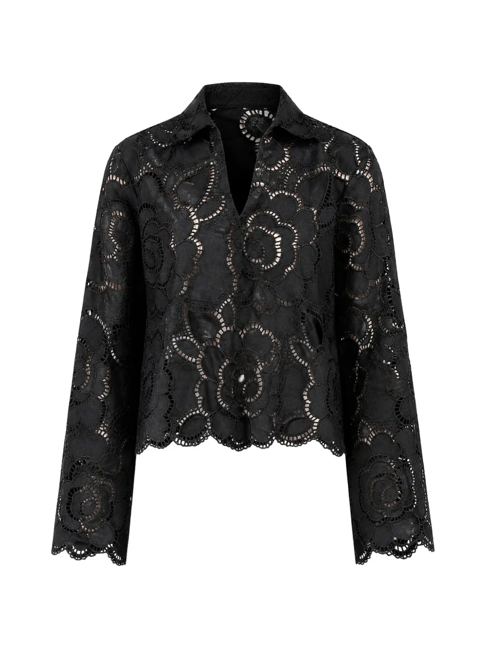 CISSA Victorian broderie anglaise shirt - Schwarz