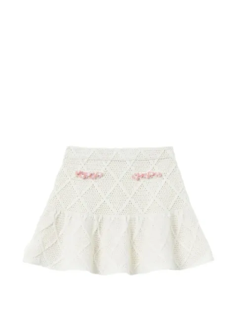 Self-Portrait Kids crochet-knit flower-embellished skirt