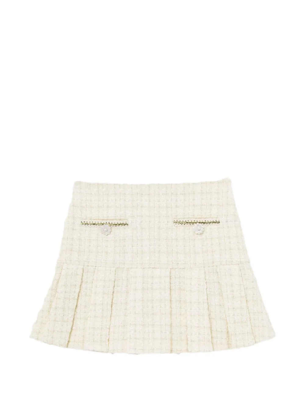 Self-Portrait Kids Bouclé plooirok Beige