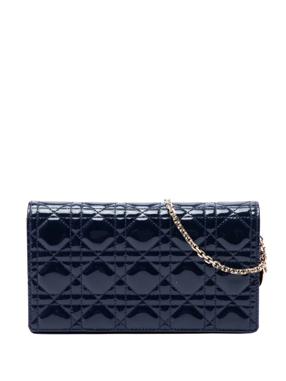 Christian Dior Pre-Owned 2019 Patent Cannage Lady Dior Pouch with Chain crossbody bag - Blau
