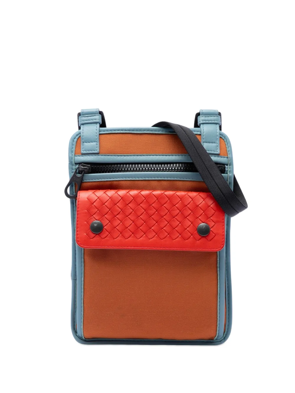 Bottega Veneta Pre-Owned 2012-2026 Nappa Intrecciato Trimmed Nylon High Tech crossbody bag - Orange