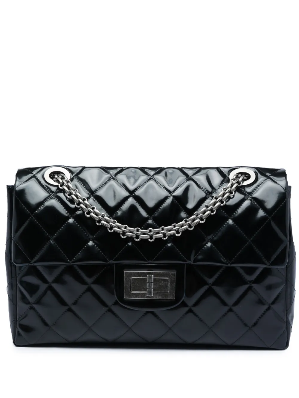 CHANEL Pre-Owned 2009-2010 Quilted Patent Reissue 2.55 Flap XXL travel bag - Nero