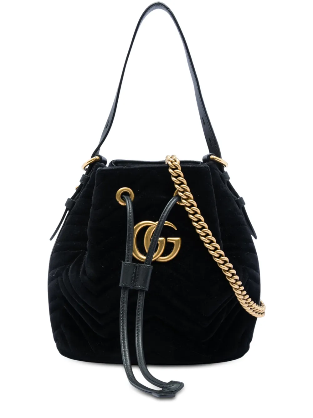 Gucci Pre-Owned 2016-2026 GG Marmont 2.0 Matelasse Velvet bucket bag - Schwarz
