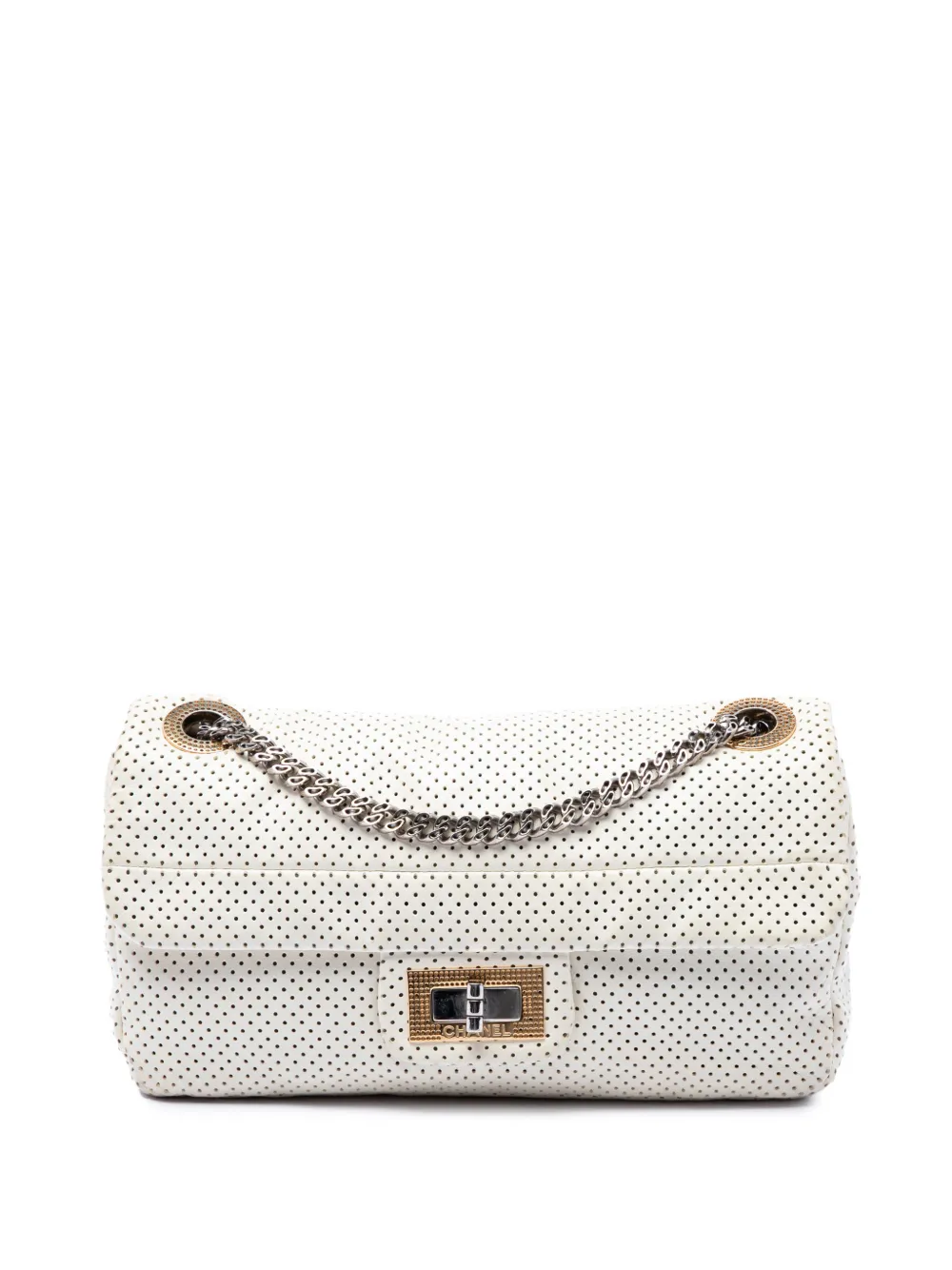 CHANEL Pre-Owned 2008-2009 Small Perforated Calfskin Reissue 2.55 Drill Flap shoulder bag - Bianco