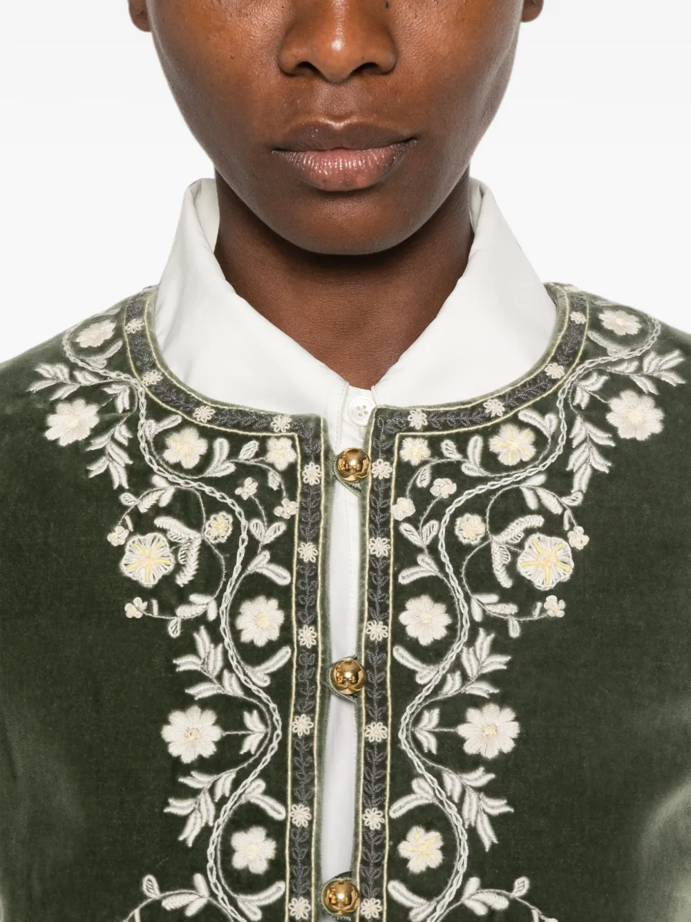 CELINE セリーヌ リネンジャケット オリーブグリーン テーラード 40 Celine Pre-Owned floral-embroidered Jacket | Green | FARFETCH