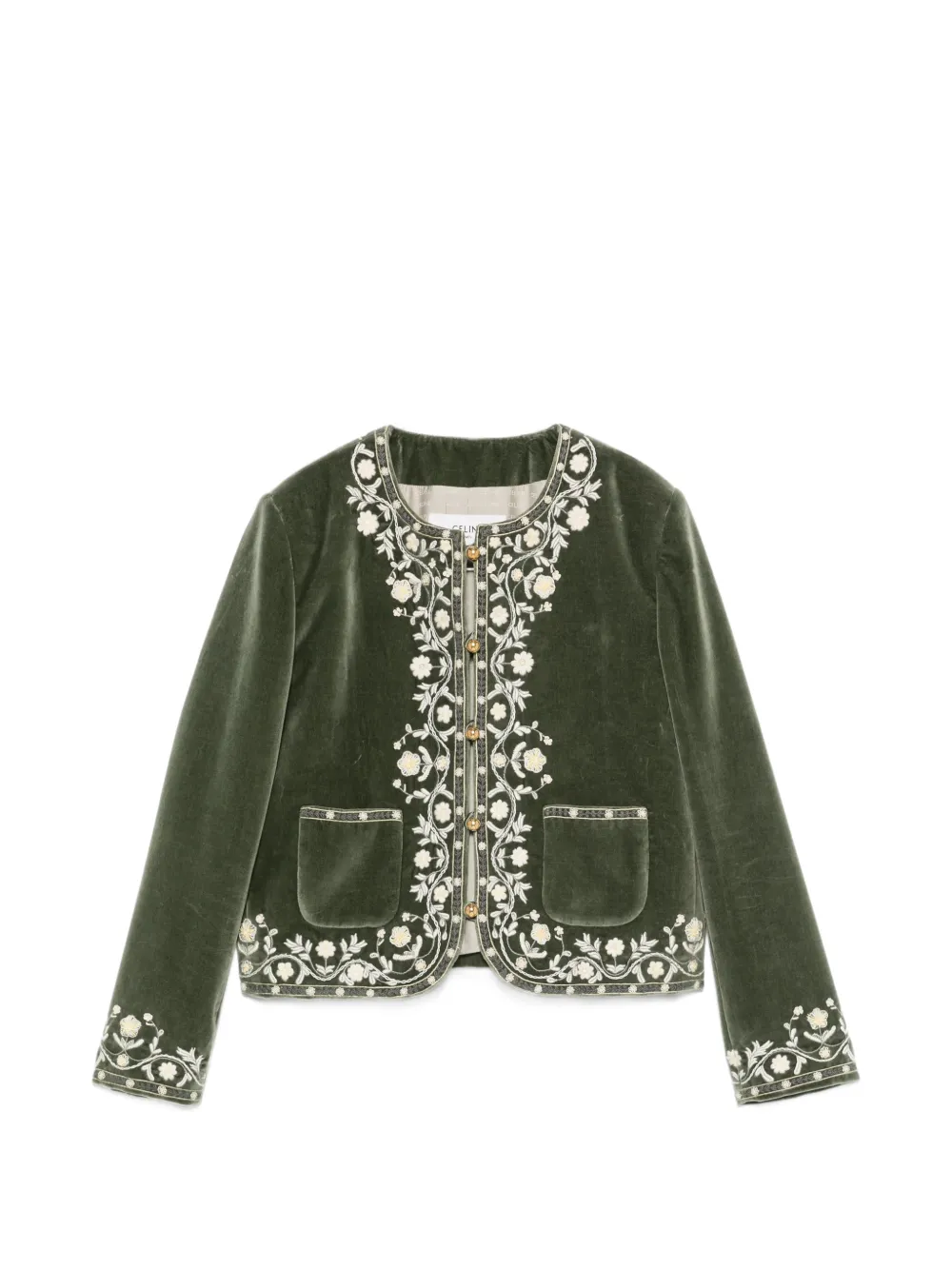 Celine Pre-Owned Giacca con ricamo a fiori - Verde
