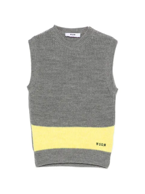 MSGM Kids logo-embroidered striped gilet