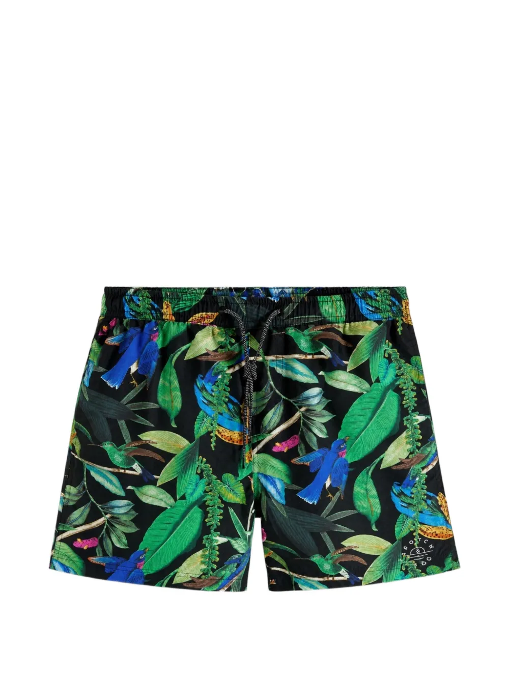 Scotch & Soda tropical-print drawstring swim shorts - Schwarz