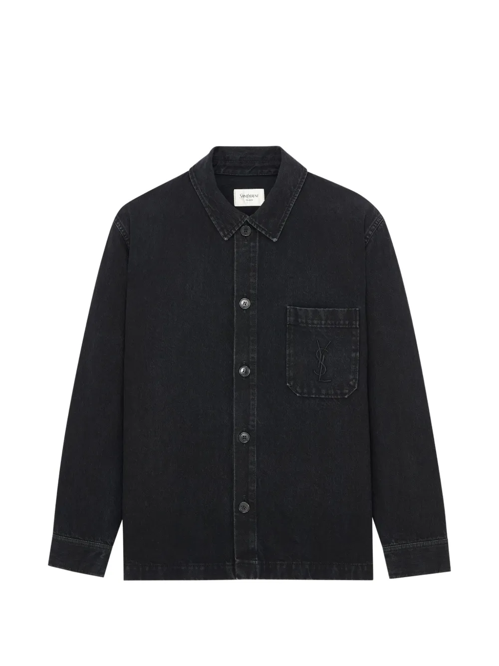 Saint Laurent Cassandre overshirt in cotton linen gabardine - Nero