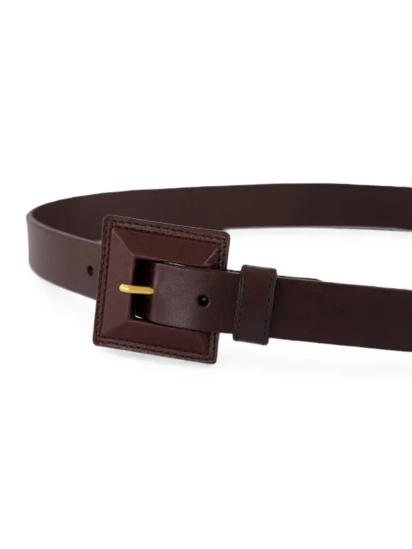 Saint Laurent square-buckle Leather Belt | ブラウン | FARFETCH JP