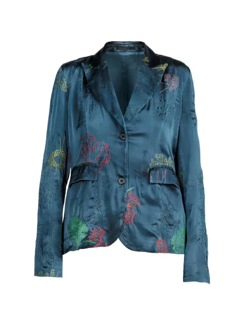 Avant Toi poppy-embroidered single-breasted blazer