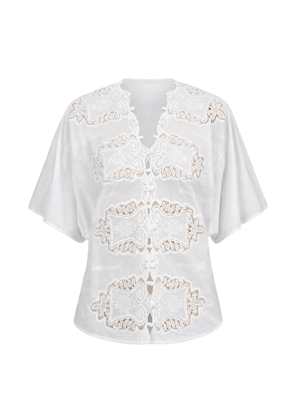 CISSA Femme embroidered-lace blouse - Bianco