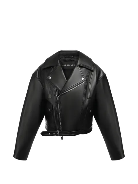 Jacob Lee belted leather biker jacket