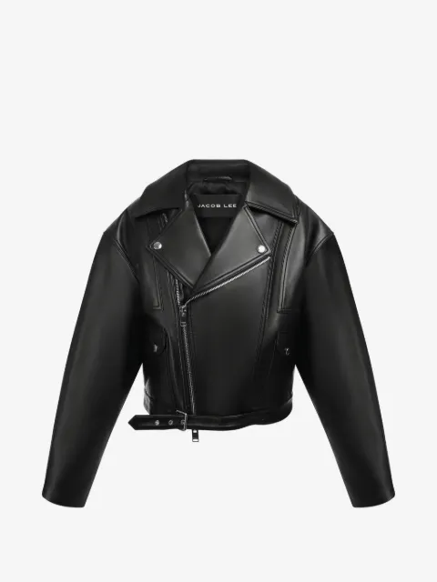 Jacob Lee belted leather biker jacket