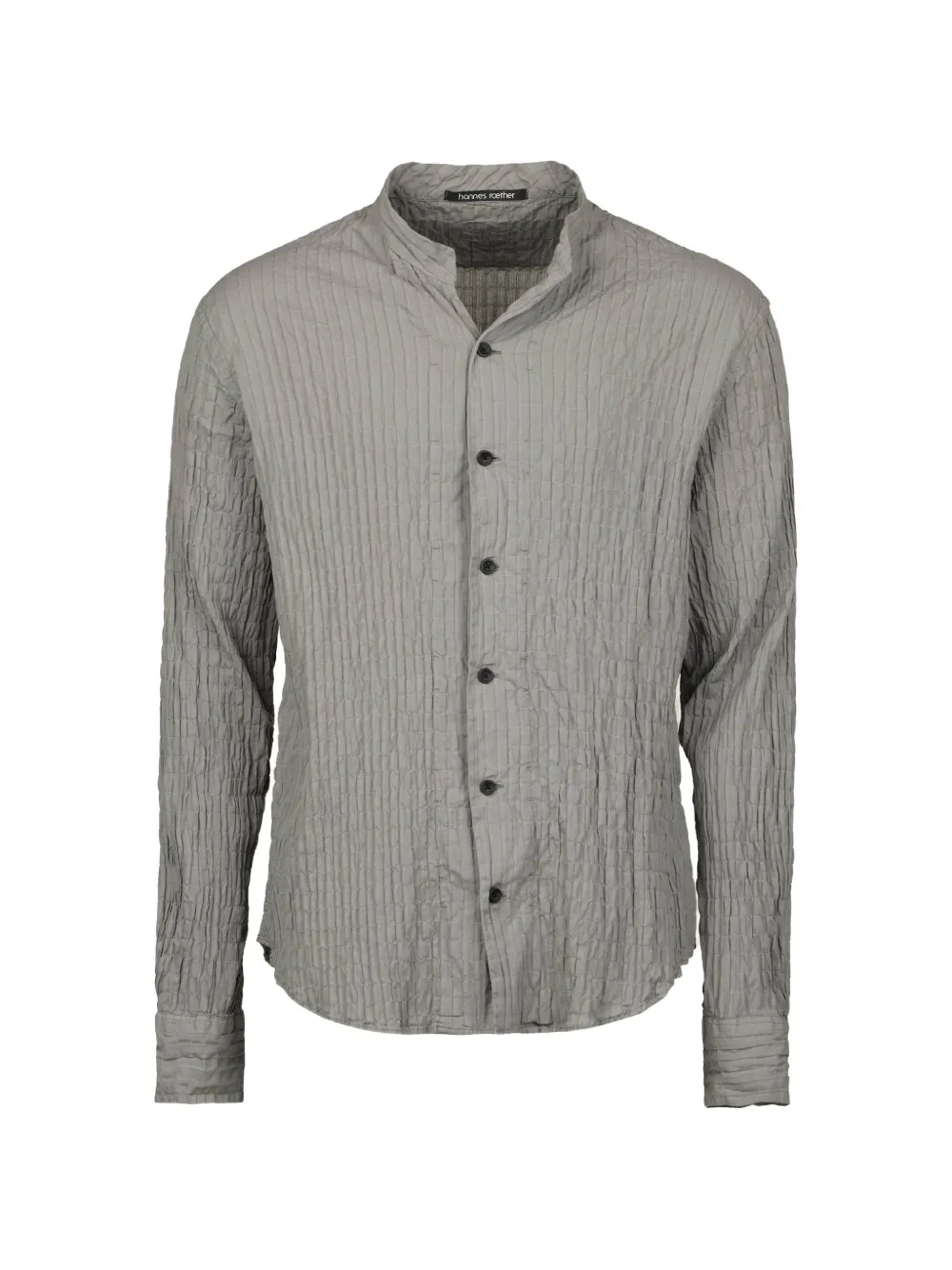 Hannes Roether crinkled-finish band-collar shirt - Grau