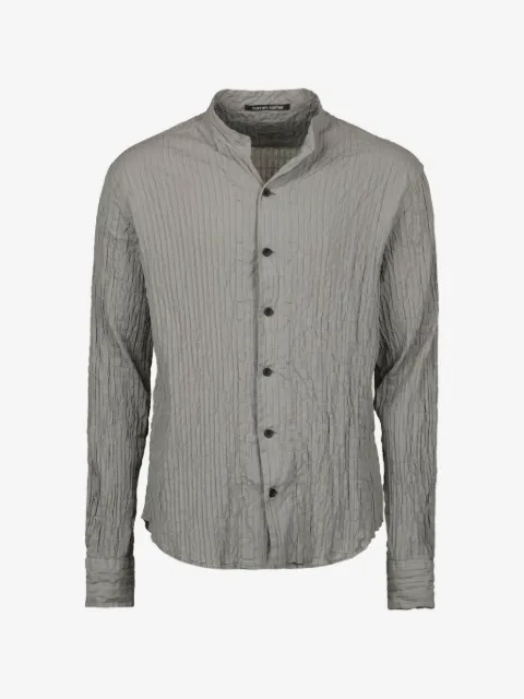 Hannes Roether crinkled-finish band-collar shirt