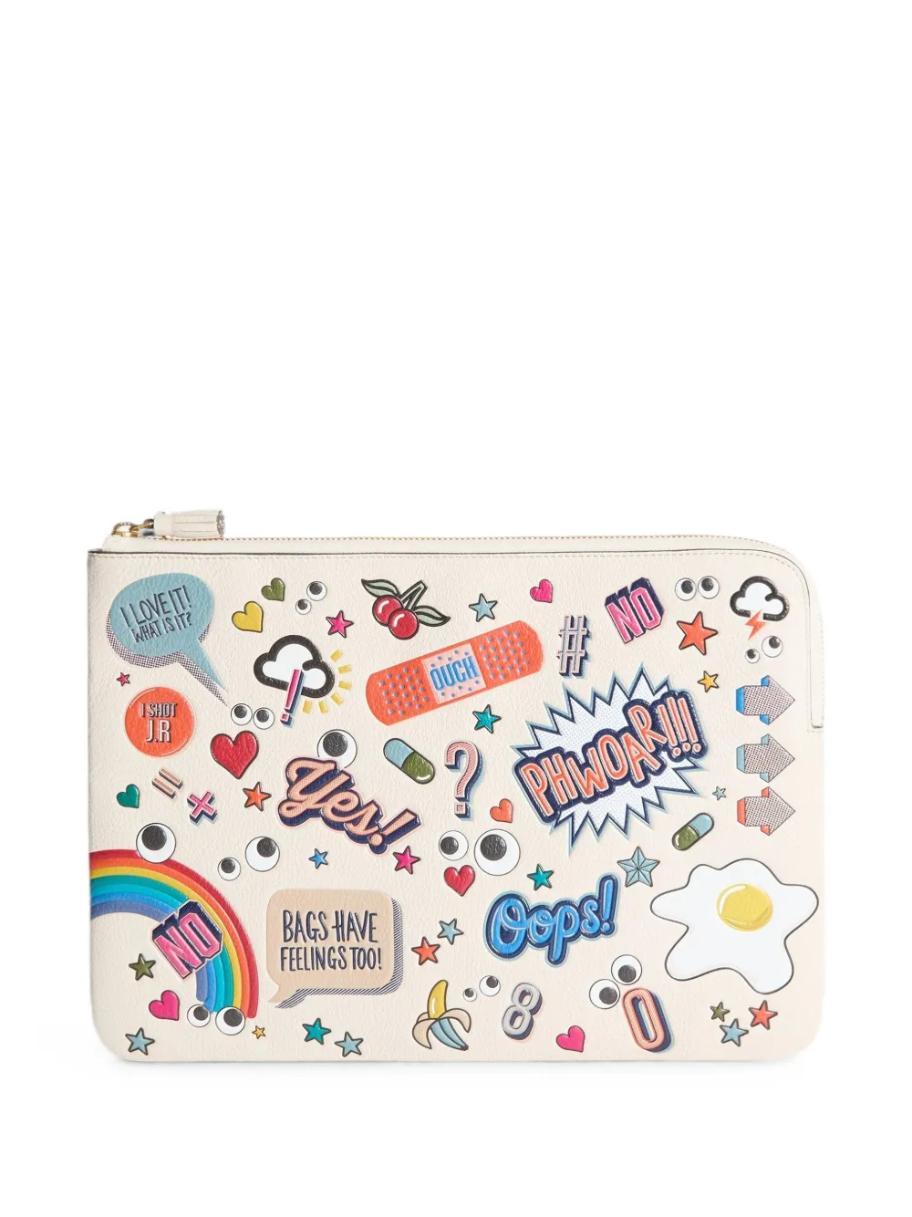 Anya Hindmarch All Over Stickers leather laptop case - Toni neutri