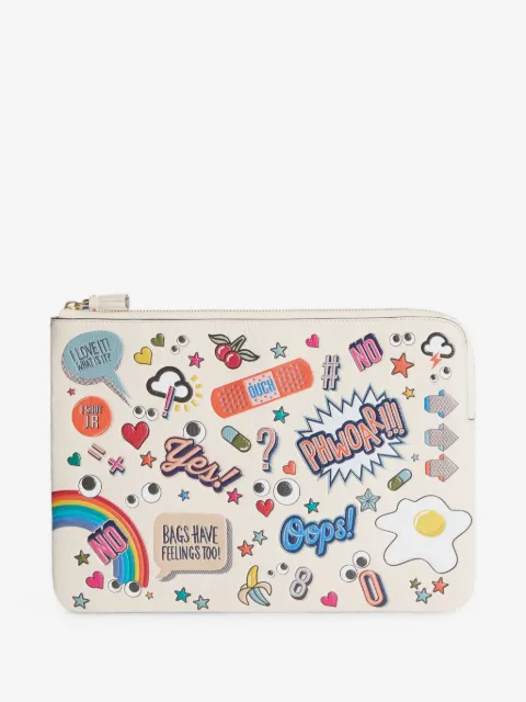 Anya Hindmarch All Over Stickers leather laptop case