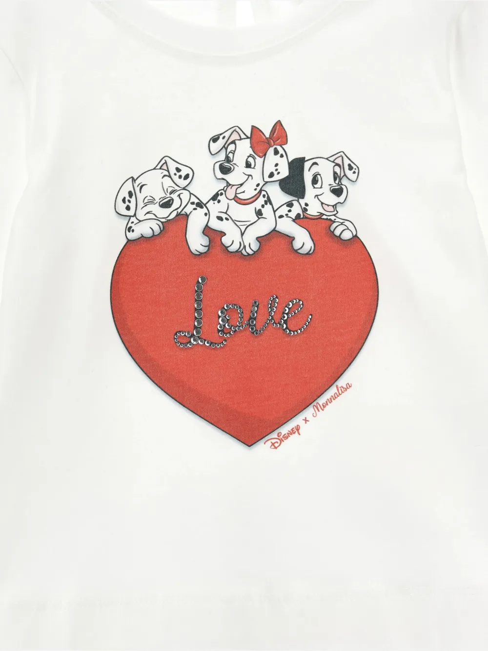 Monnalisa x Disney Hearts and Dalmatian T-shirt met lange mouwen en grafische print Wit