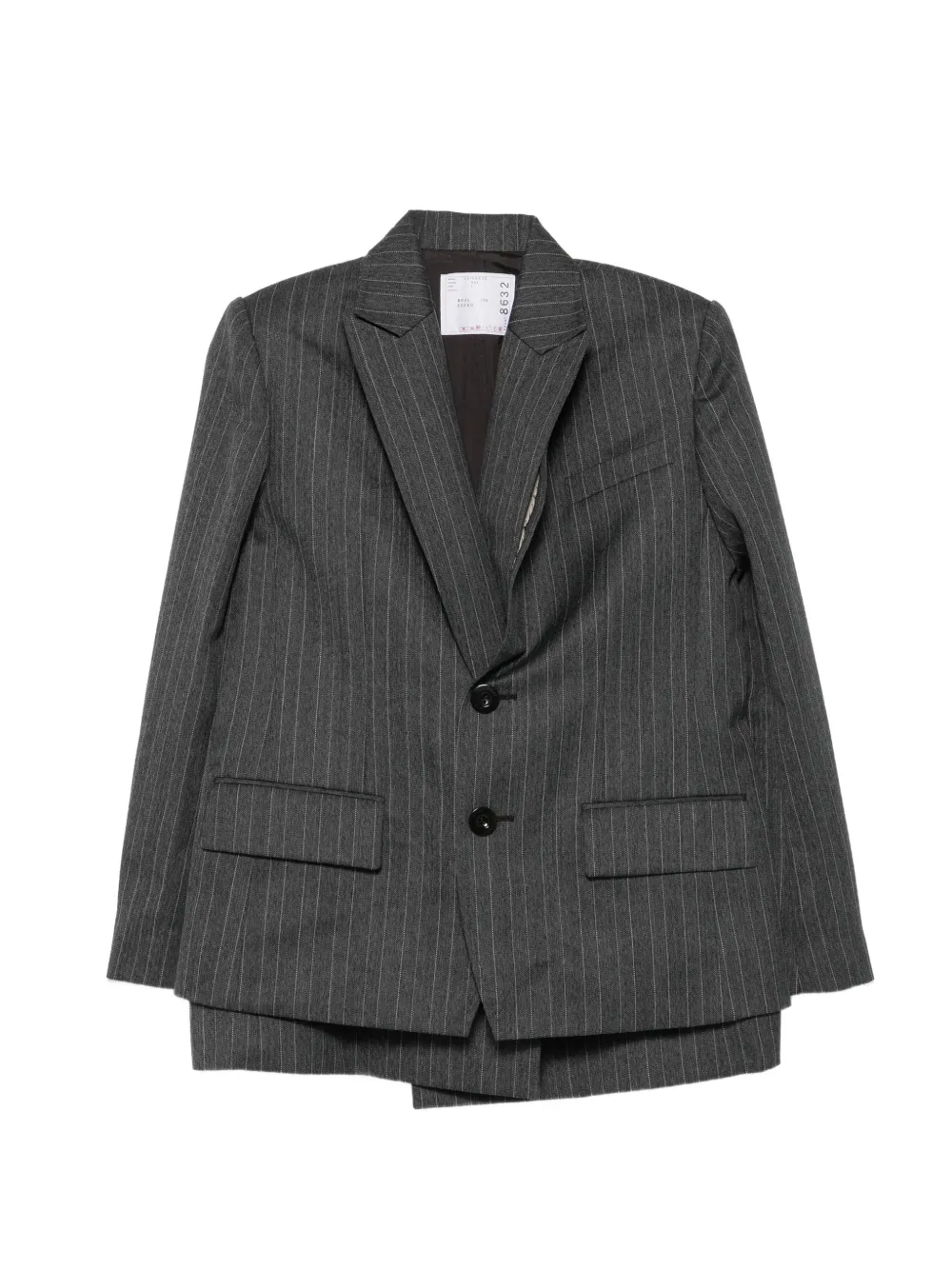 sacai pinstripe-pattern peplum-hem blazer - Schwarz