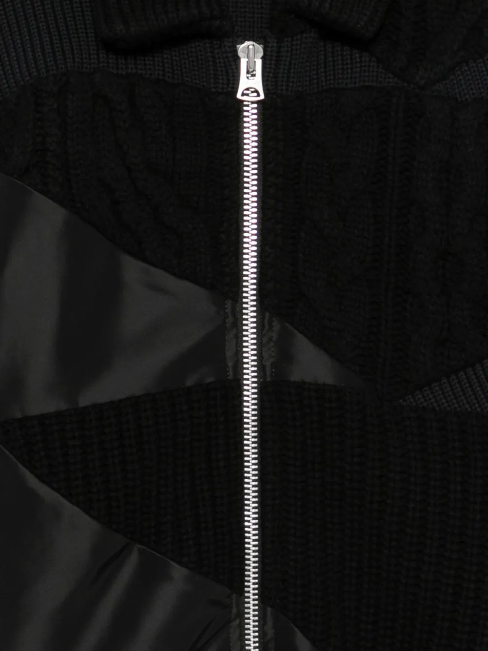 sacai Kabelgebreid vest met patchwork Zwart