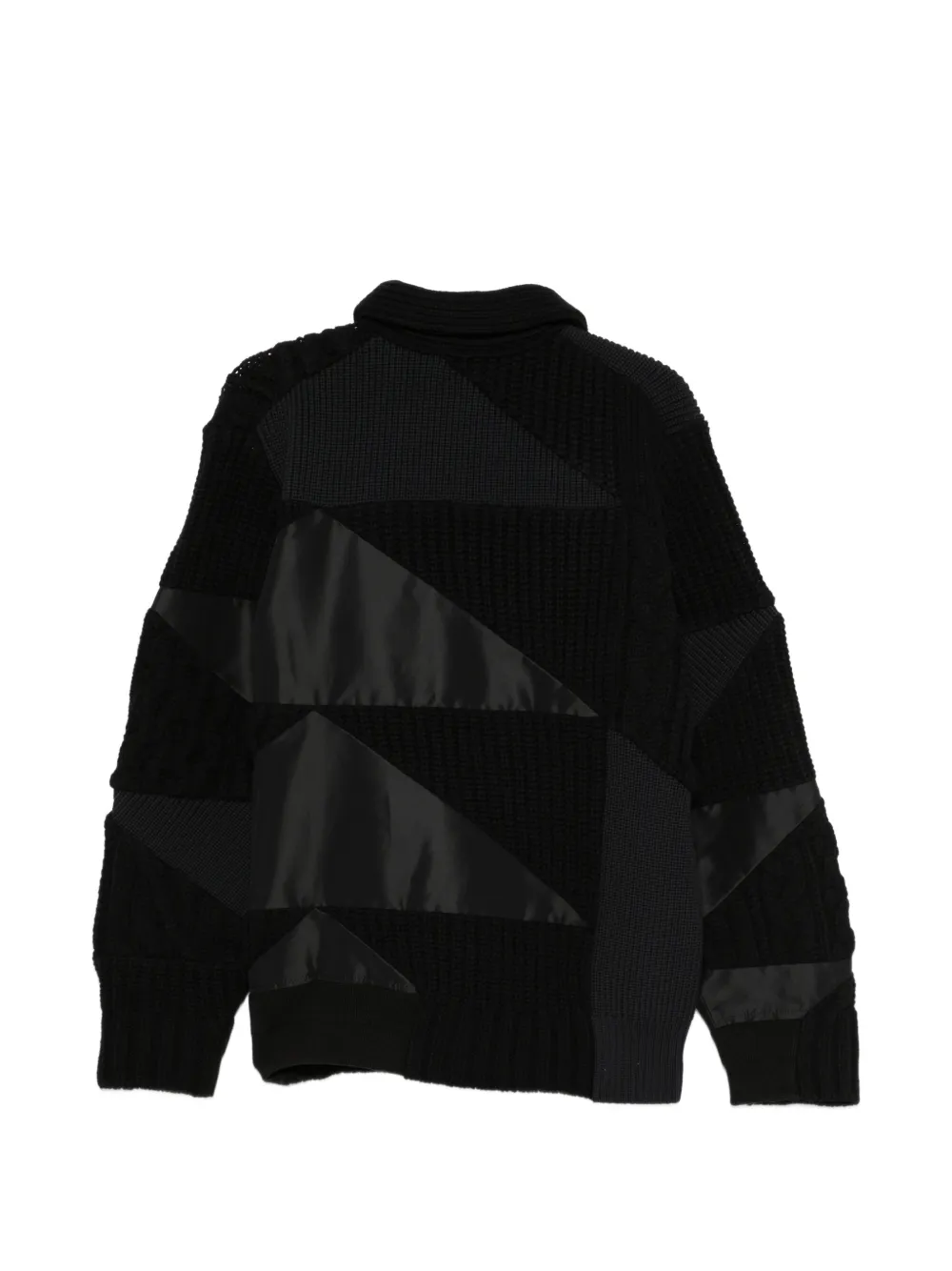 sacai Kabelgebreid vest met patchwork Zwart