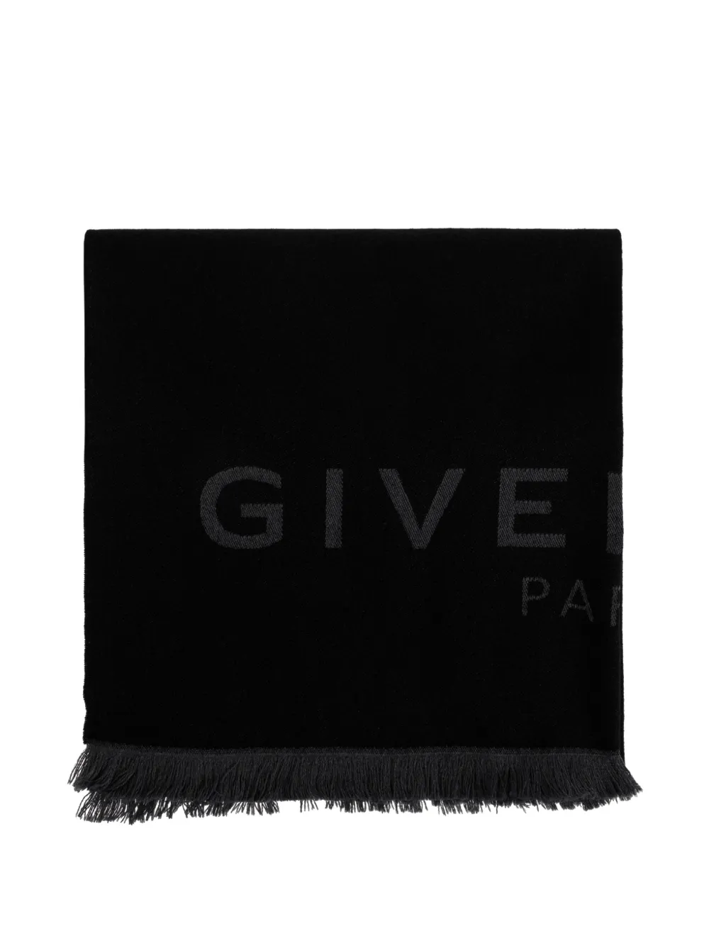 Givenchy 로고 프린트 프레이드 스카프 | 블랙 | Image 1