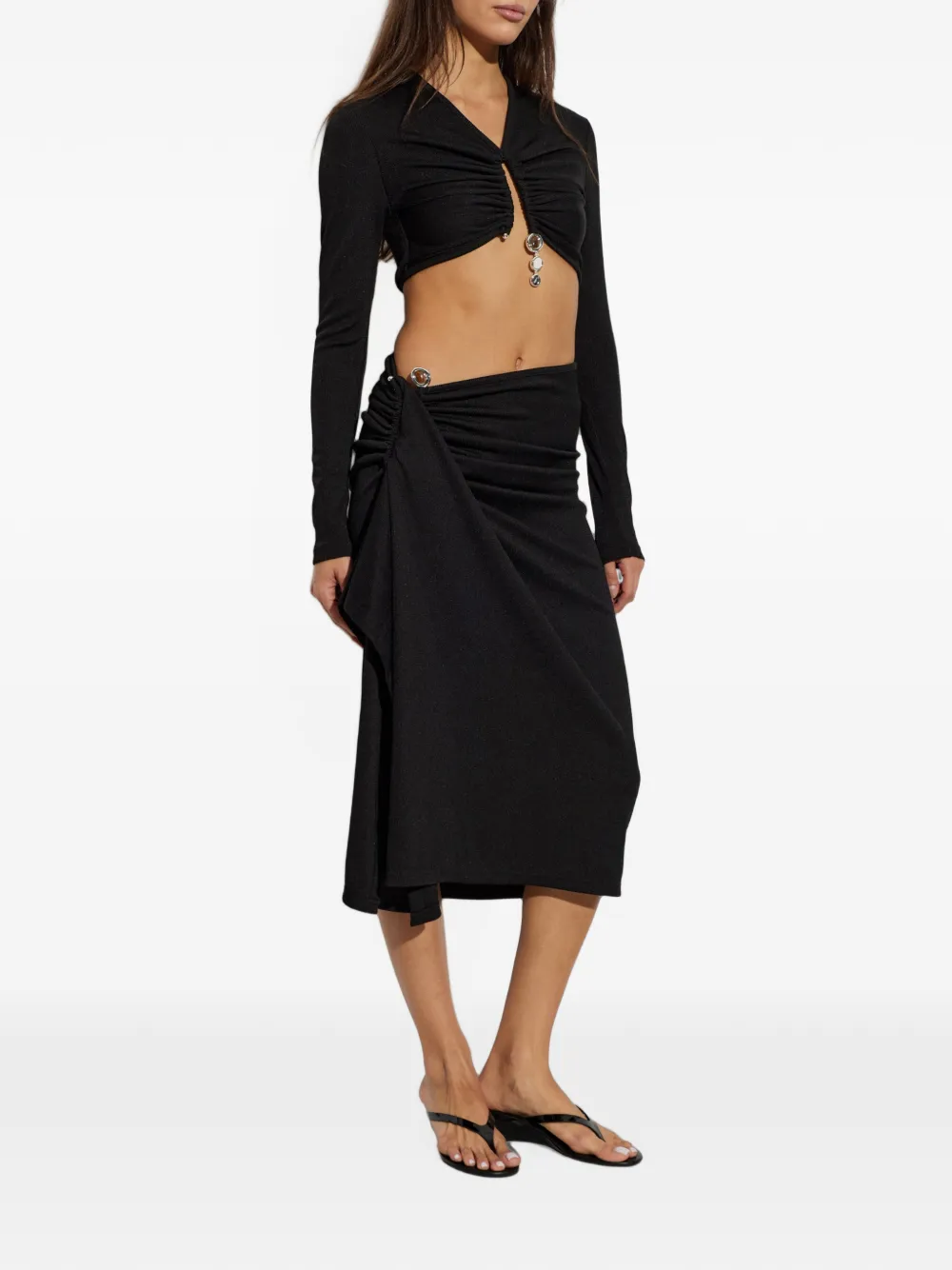 Christopher Esber droplet crystal-pendant ruched top Zwart