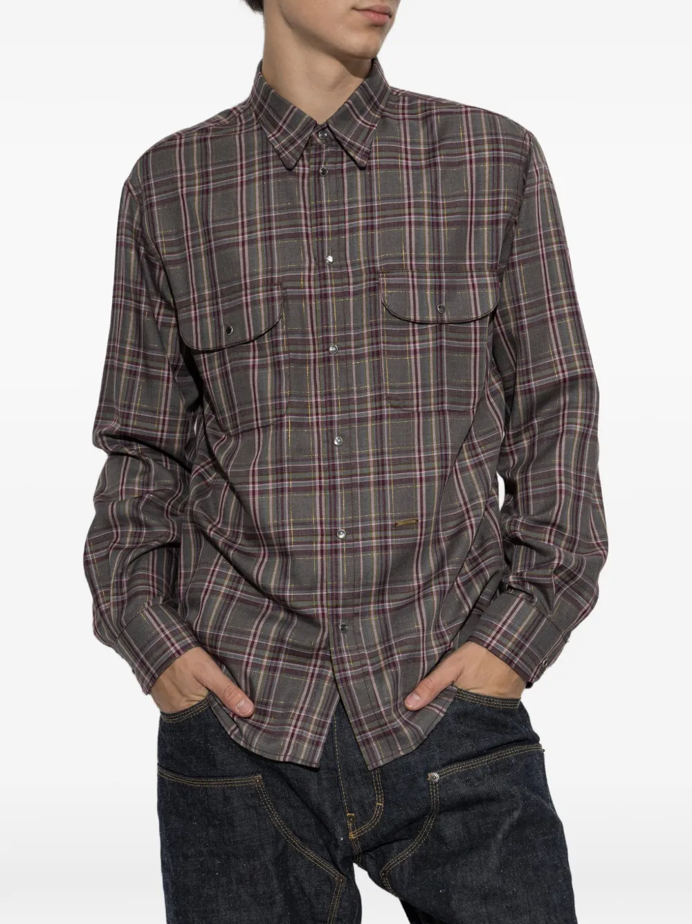 DSQUARED2 Geruite overhemd met klepzak Grijs