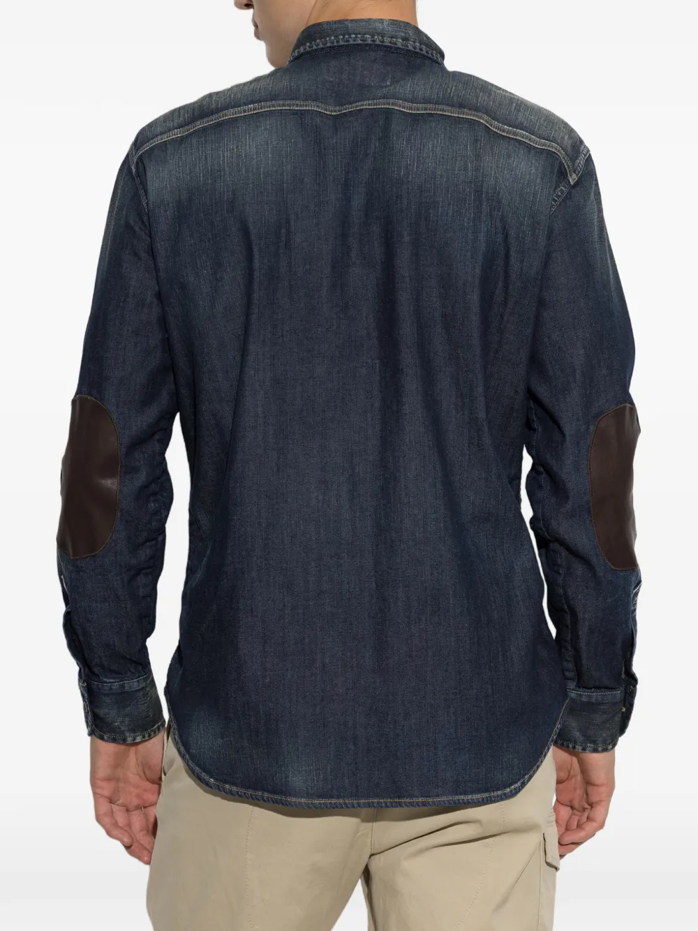 DSQUARED2 Denim overhemd met vervaagd effect en leren patch Blauw