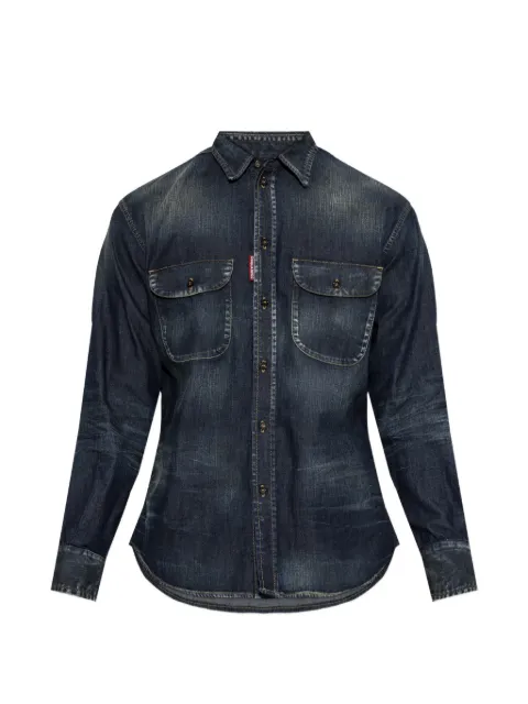 DSQUARED2 faded leather-patch denim shirt