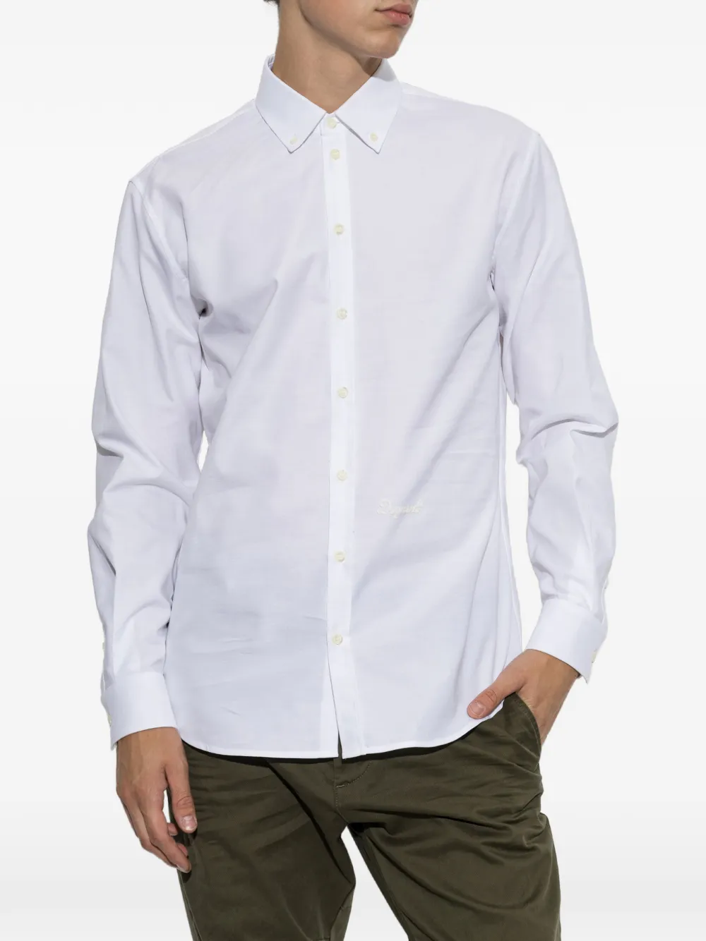 DSQUARED2 Overhemd met geborduurd logo Wit