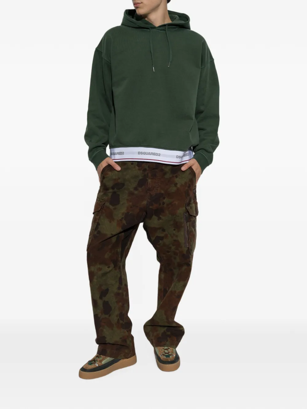 DSQUARED2 Hoodie met logoband Groen
