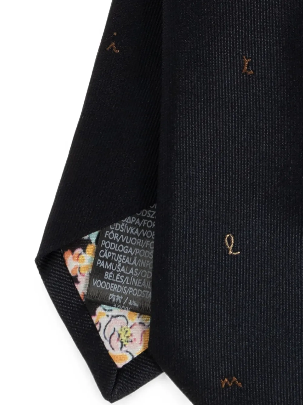 Paul Smith Zijden stropdas met geborduurde letter Zwart