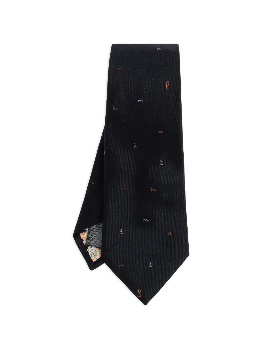 Paul Smith letter-embroidered silk tie - Nero