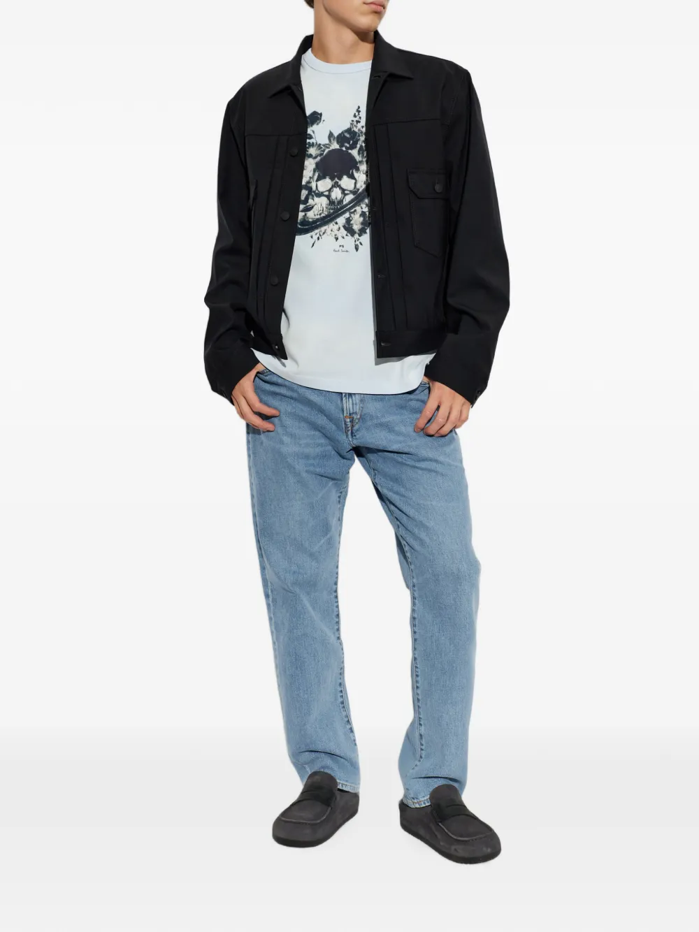 PS Paul Smith T-shirt met doodskopprint Blauw