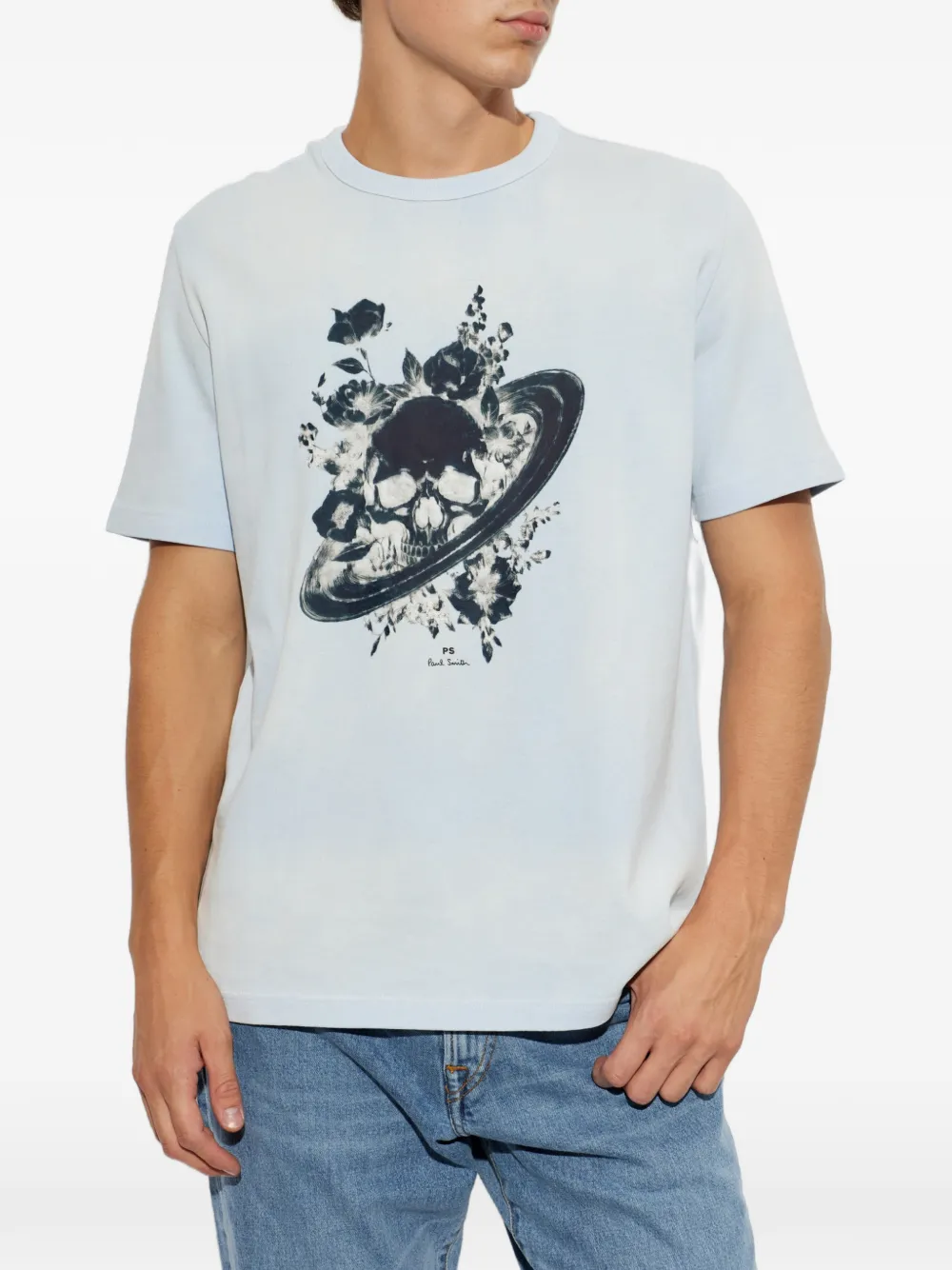 PS Paul Smith T-shirt met doodskopprint Blauw