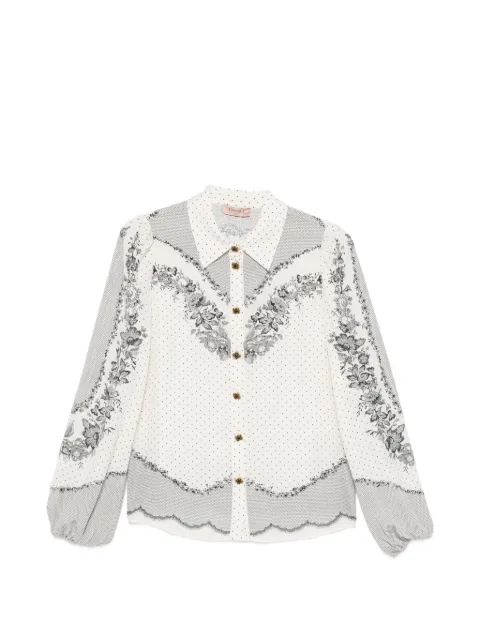 TWINSET floral-print polka-dot blouse