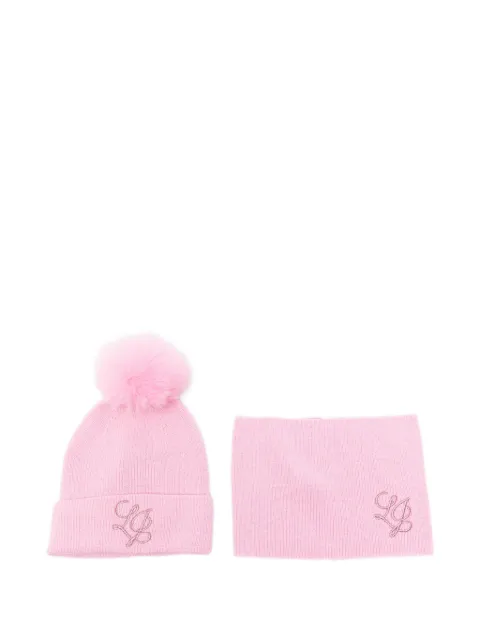 Liu Jo Kids logo-embroidered pompom beanie hat and scarf set