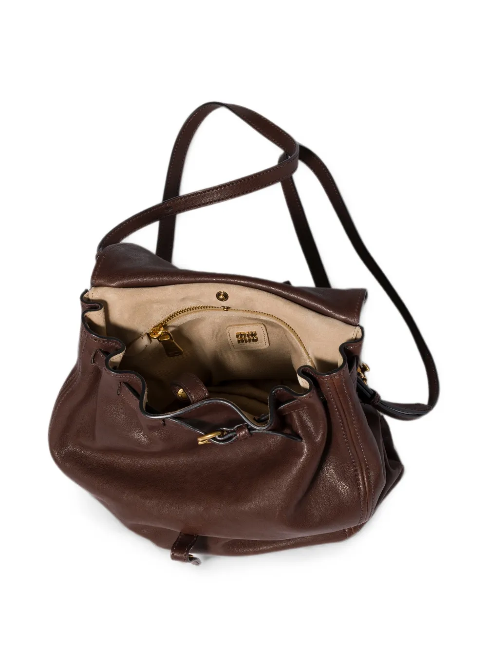 Miu Miu Rendez-vous Nappa-leather Backpack In Brown