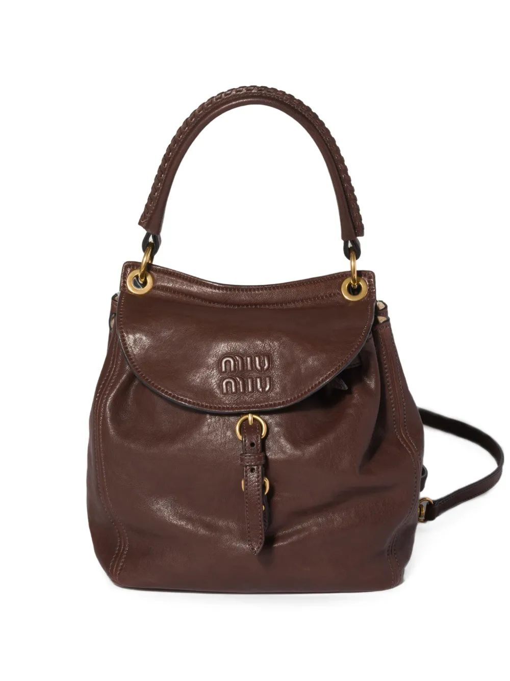 Miu Miu Rendez-vous Nappa-leather Backpack In Brown