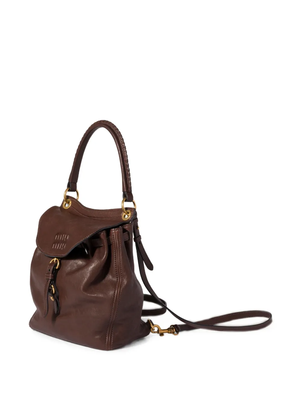 Miu Miu Rendez-vous Nappa-leather Backpack In Brown